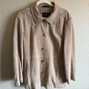 Vintage Y2K Genuine Leather Suede Tan Lined Jacket Coat 90's Classic